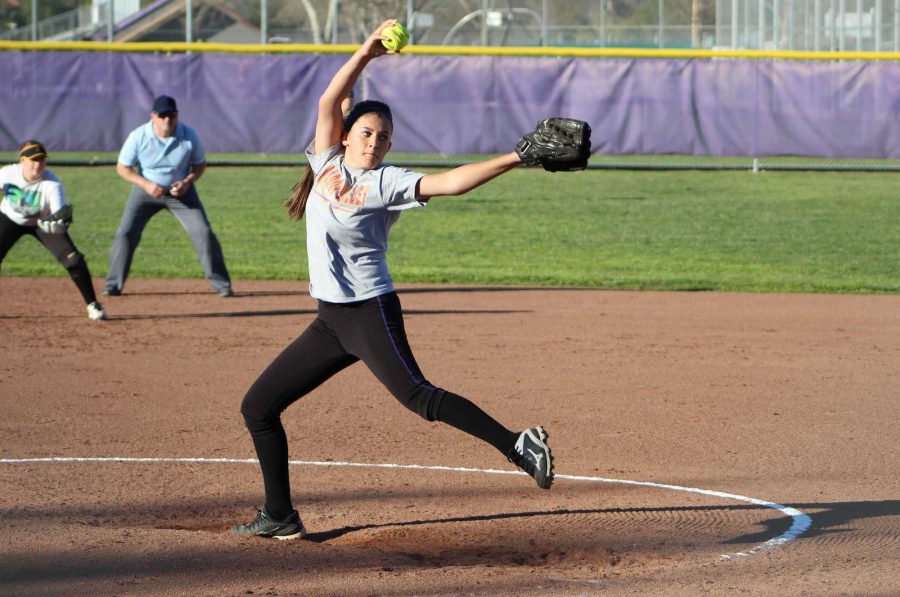 “Foul Ball” Starting pitcher Ana Beard (‘17) is one of the only members left from Amador Valley’s 2015 nationally ranked softball team. Last Thursday, Beard pitched well, but they still lost 7-1 to Vacaville High School. 