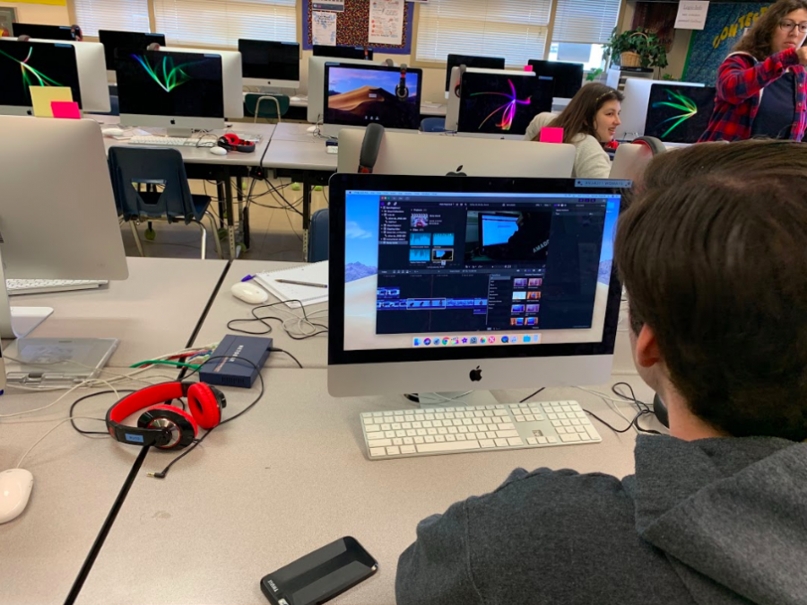 Students practice using the program Final Cut Pro to edit their  videos.