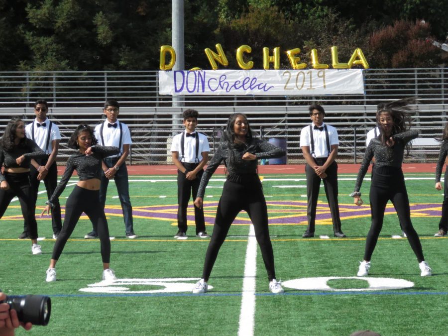 Bollywood and Bhangra club wows the rally crowd with their complex routine. 