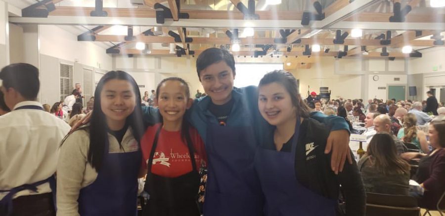 Featured in this photo are key club volunteers  Rachel Zhang, Casey Chang, Austin Nicolas, and Mona Gholikhamseh.