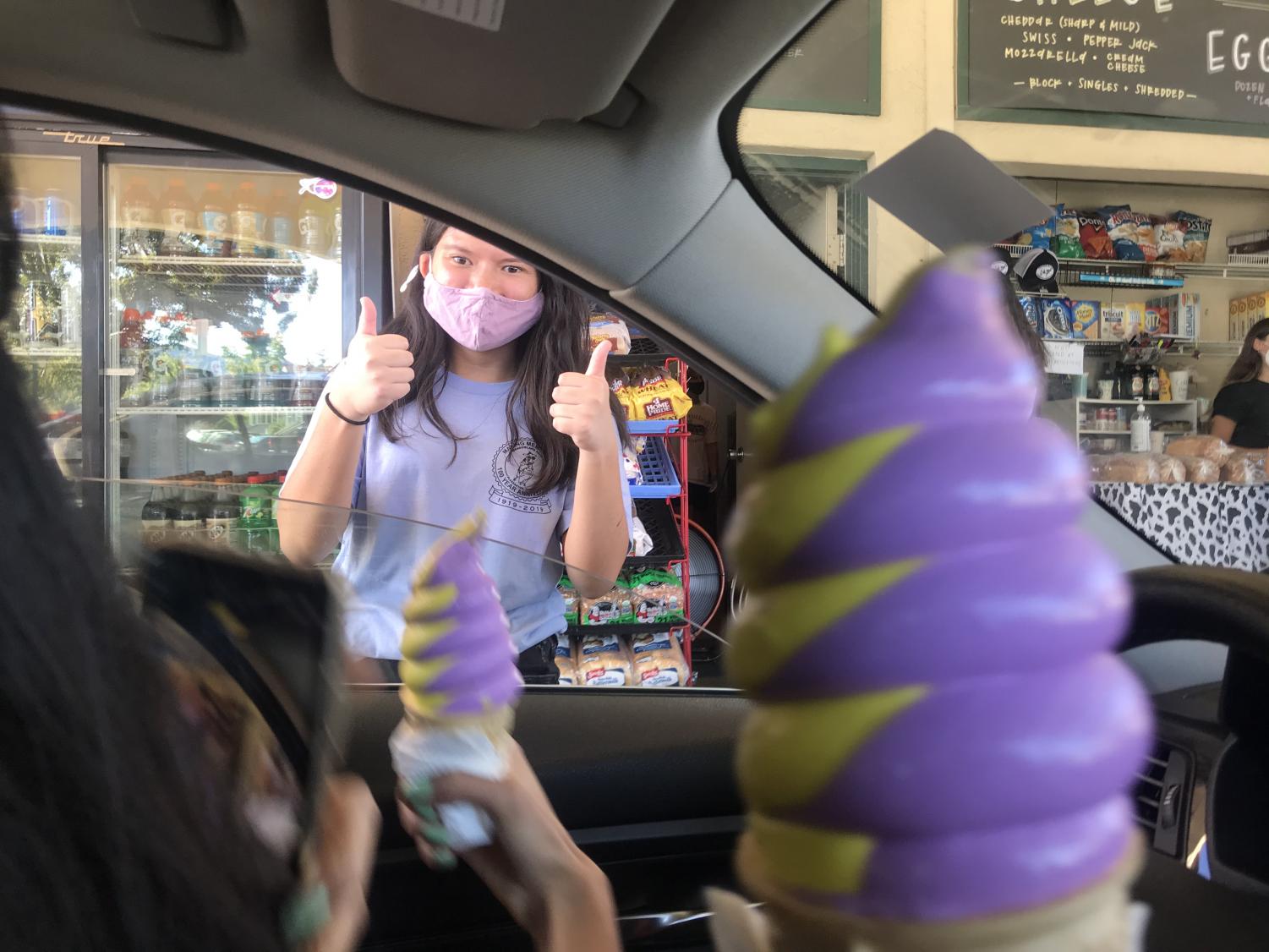 Seniors received free "Amador Swirls" at the downtown dairy!