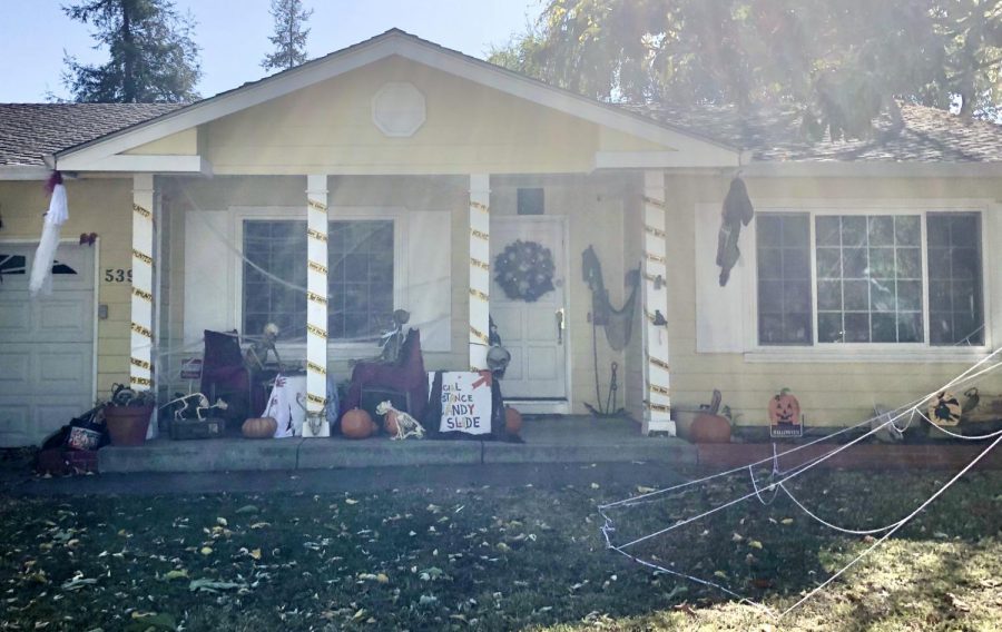 On Northway Street, one spooky household has set up a candy slide to keep trick-or-treating safely socially distanced.