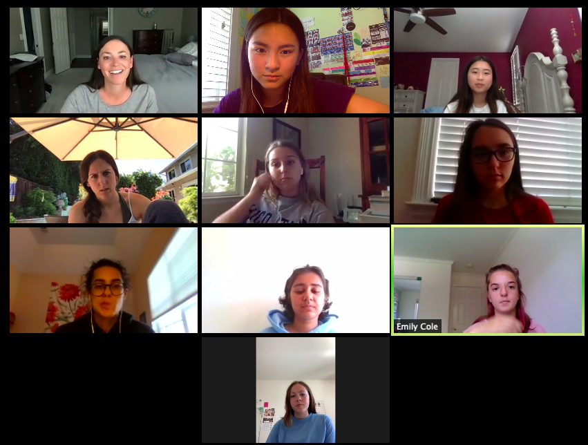 The 2020-2021 AV yearbook staff meets regularly to plan the format of the coming school year's yearbook format and design. 