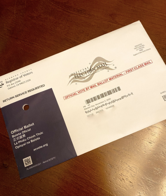 Registered voters receive their ballots in this envelope, either mailing it back or dropping their ballot off at an established polling location.