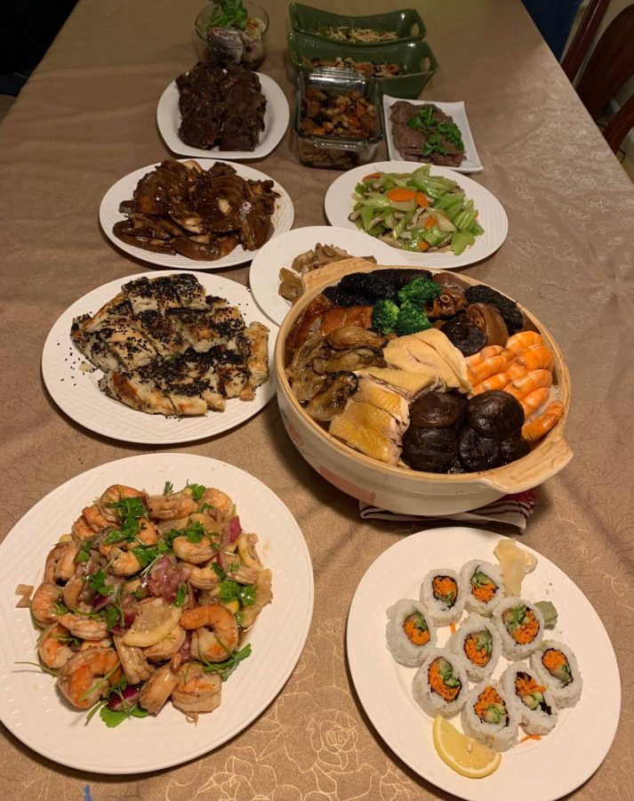 In Vivien Song's house, the family had a simple but filling meal for the New Year, with dishes such as Chinese scallion pancake recognized as the family favorite.
