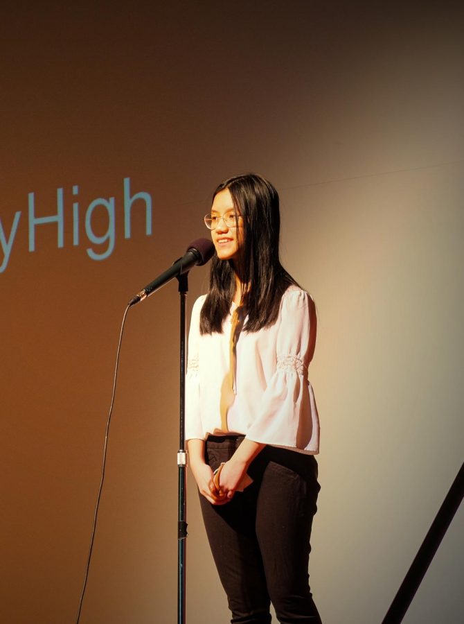 The event required many background helpers, but a few were instrumental on stage as well. Jessie Chan (23) was an Emcee who led the event.