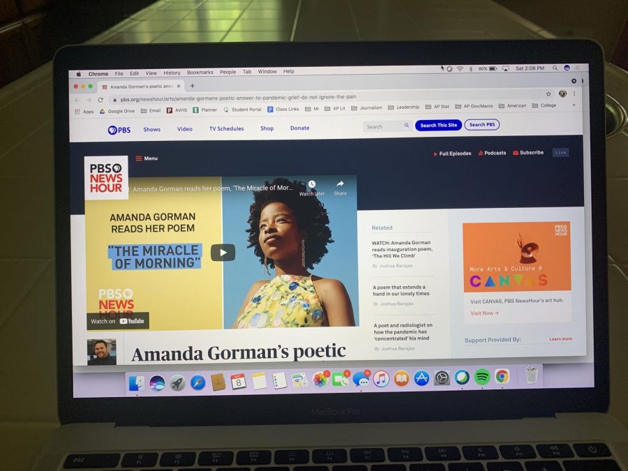 In access during donversity week, students and teachers listened to and reflected on Amanda Gorman's "The Miracle of the Morning".
