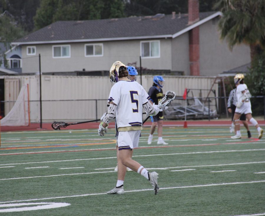 #5 Colin Wallace ('22) prepares for a new play.
