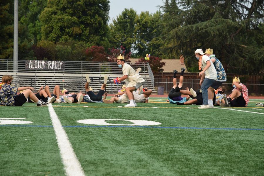 The Varsity Football team performed a hilarious dance, bringing more energy and joy to the students. 