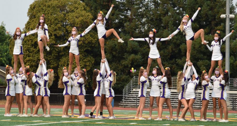 Incorporating new stunts, the Varsity Cheer team performed an exciting routine during the rally.