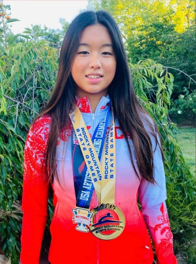 Selina Nakari (22) smiles after winning at the 2021 Junior Olympics.