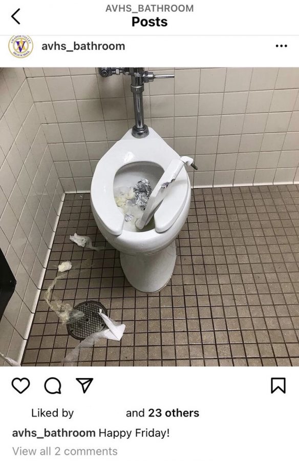 Pages like @avhs_bathroom post photos of the vandalism from Amadors bathrooms.