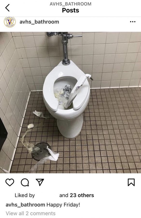 Pages like @avhs_bathroom post photos of the vandalism from Amador's bathrooms.