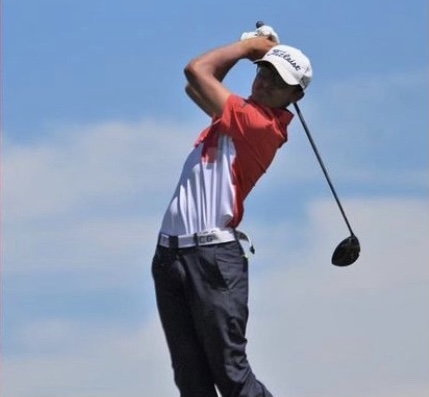  Kush Arora (23) prepares for a swing on the course.