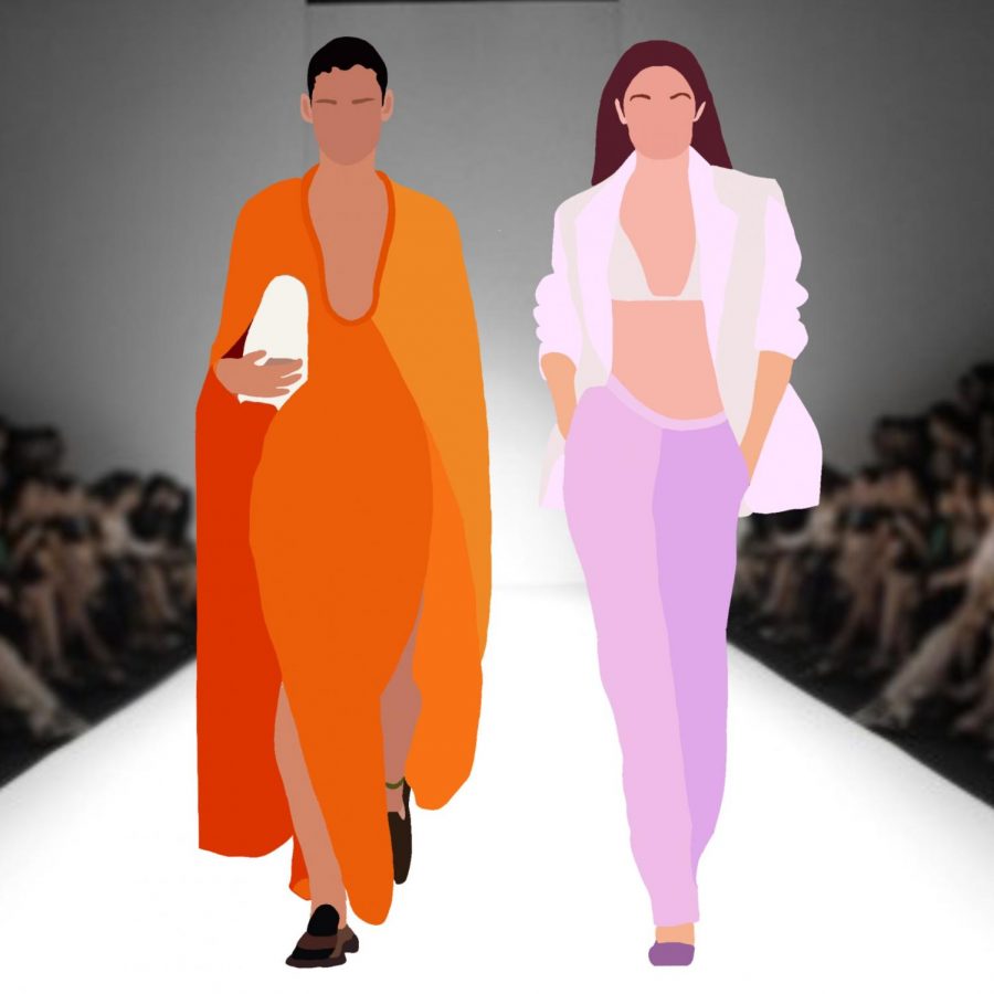 Models walked down the runway during the New York Fashion Week spring-summer 2022 event, wearing different styles and looks from designer brands like Proenza Schouler and Brandon Maxwel