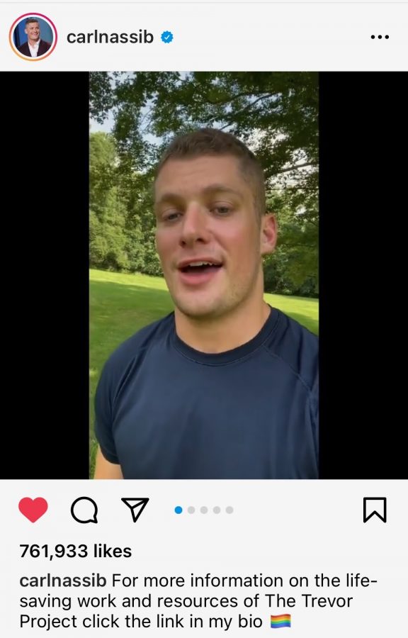 Carl Nassib took to his instagram in June to open up about his sexuality and how he plans on helping to one day normalize coming out. 