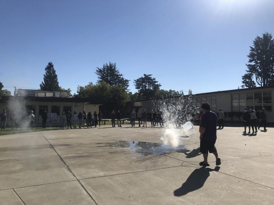 Chemistry is full of surprises! Using the natural sodium on the ground, another reaction occurs, surprising the teachers just as much as the students.