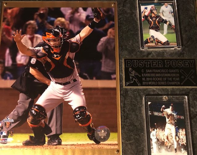 Buster Posey memoriabilia shows how famous the baseball star is.