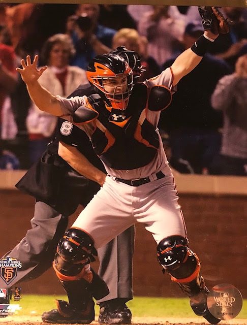 Buster Posey won his first World Series in 2010 against the Texas Rangers.