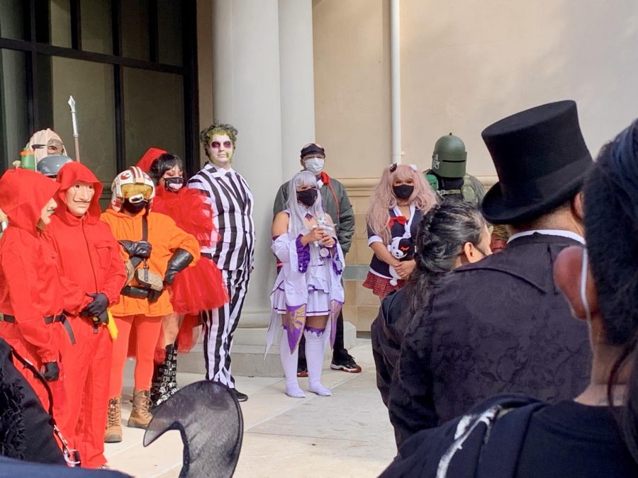 Attendees show off their costumes to other enthusiastic fans.