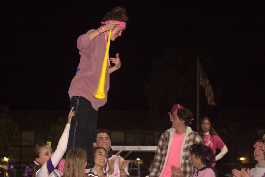 The Don Squad taking a page from the cheerleaders' book to get the crowd roaring.
