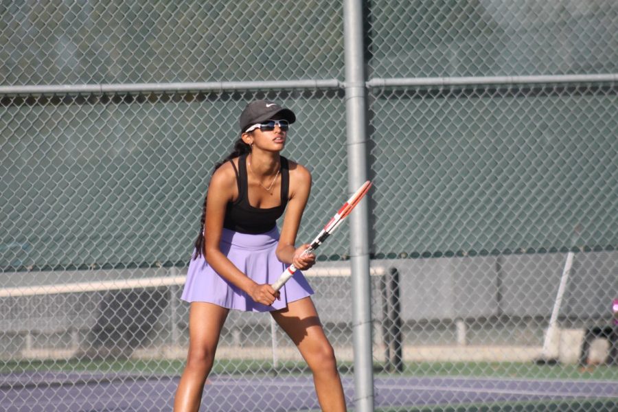 Sanvi Sharma (25), a freshman in the varsity team, played a strong game against her opponents.
