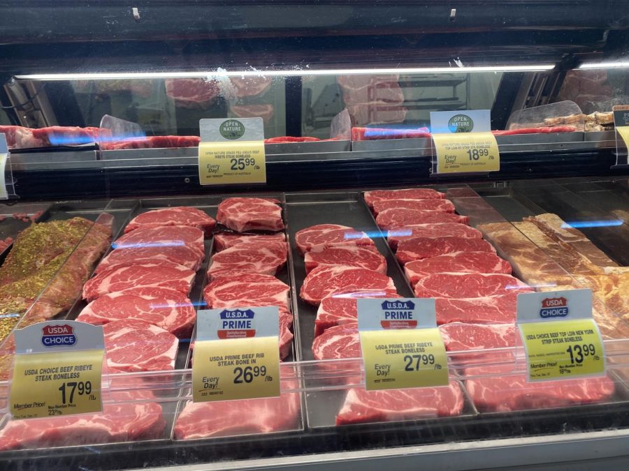 The price of meat has increased significantly due to the pandemic, as supply has gone down and demand has gone up. This makes it hard for families to buy steak dinners and hamburgers, as meat has become more of a luxury.