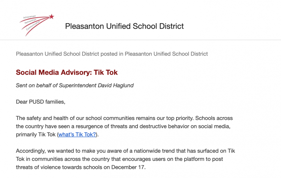 PUSD sent an email to parents this afternoon, alerting them of the dangerous trend.