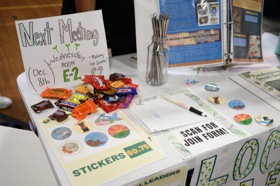 The Local Leaders club sells candy bars and stickers at the fair for fundraising.