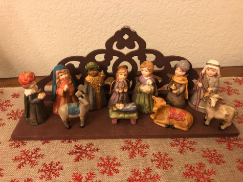 The nativity scene celebrates the birth of Jesus on Christmas day. 