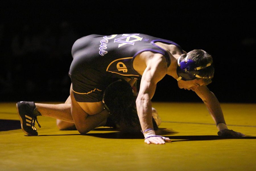 Jacob Cazella (23) wrestled out of his weight level, bringing home a win.