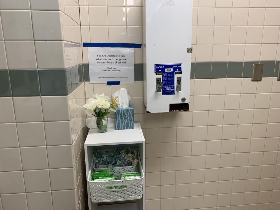Leadership organized pad and tampon stations to offer free hygiene products to female students at Amador Valley. They have set them up in the J and H bathrooms. 