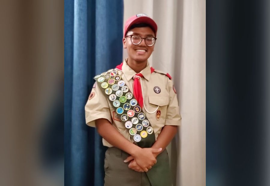 Adi Lankipalle (‘23) collects clothing donations for an Indian orphanage to complete Eagle scout rank