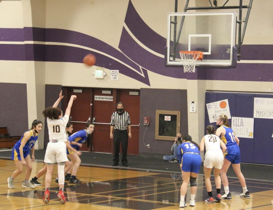 Gianna Ghio ('23) takes a free throw but didn't make into the basket the first time unfortunately.