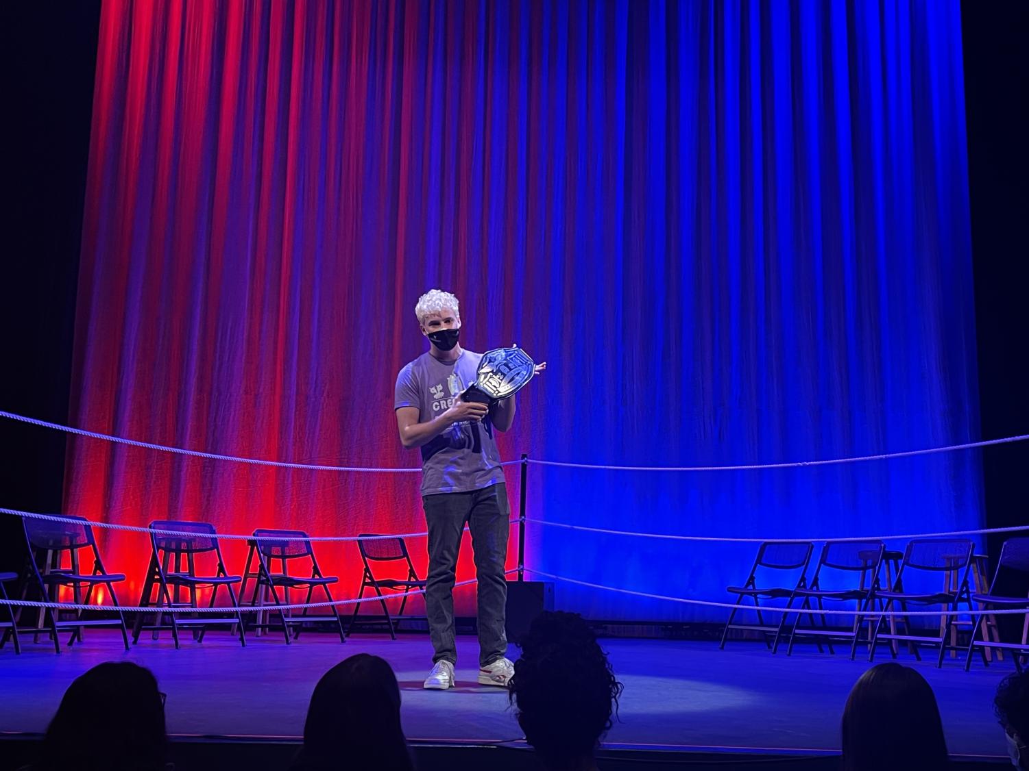 Mr. Amador performs with Creatures of Impulse in an improv battle