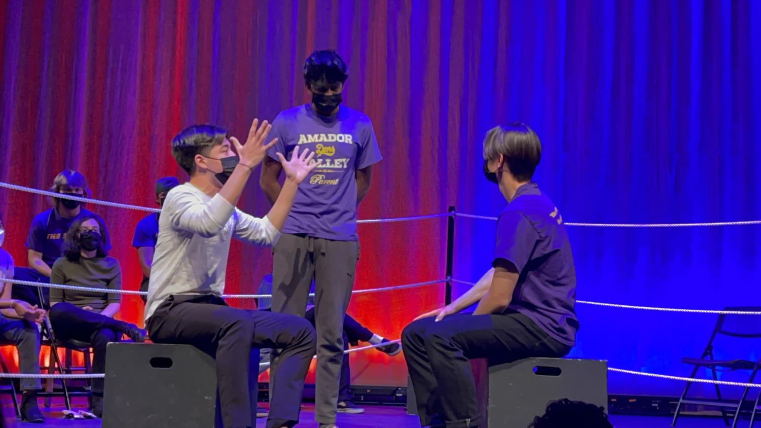Mr. Amador performs with Creatures of Impulse in an improv battle