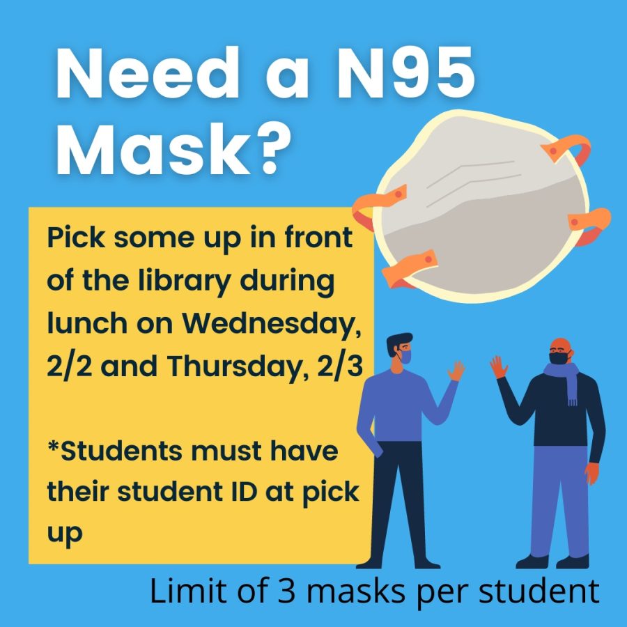 N-95 masks will be available for pick-up on Wednesday and Thursday.