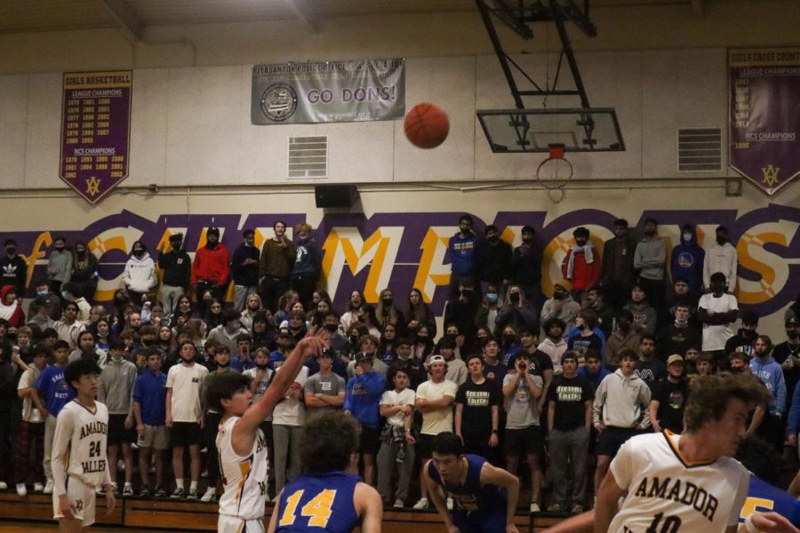 Cheng ('23) shoots a free throw, as Foothill gets ready to grab the ball. 