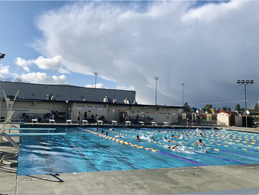 Amador's Swim team has practice every weekday after school. Since the main goal this season is to have fun, the coaches play music in the background to keep the mood lively.