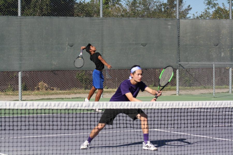 Case Bahl(24) made his serve while Brayden Ye(24) worked collaboratively for defense.