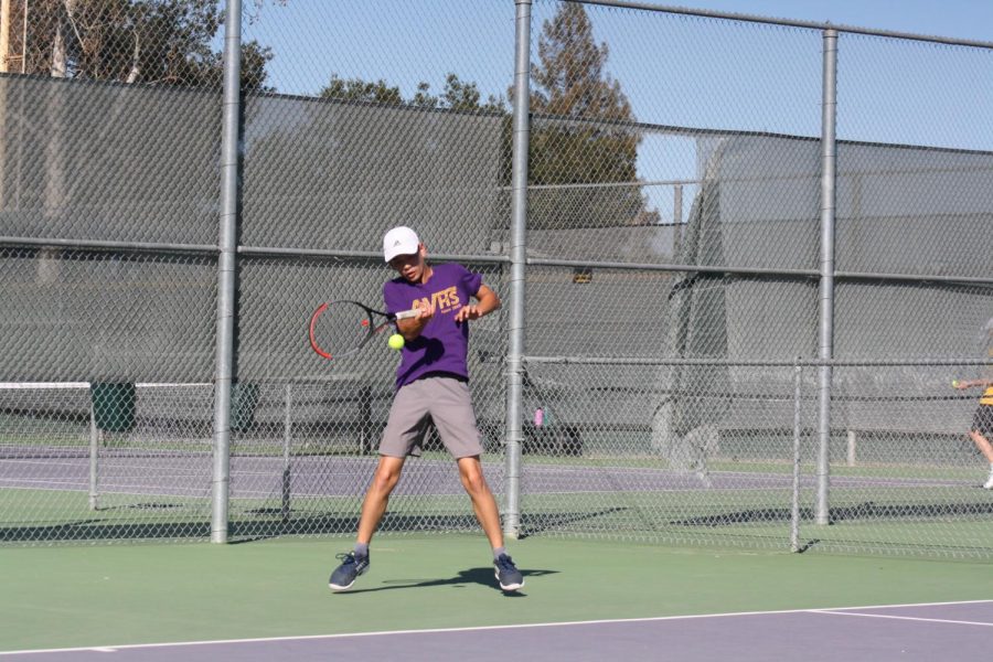 Aidan Doan(24) tries his best to catch every ball possible from the opponent.