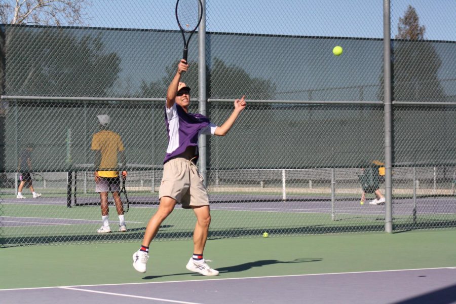 Bryan Park ('23), after swinging back the ball from his opponents.