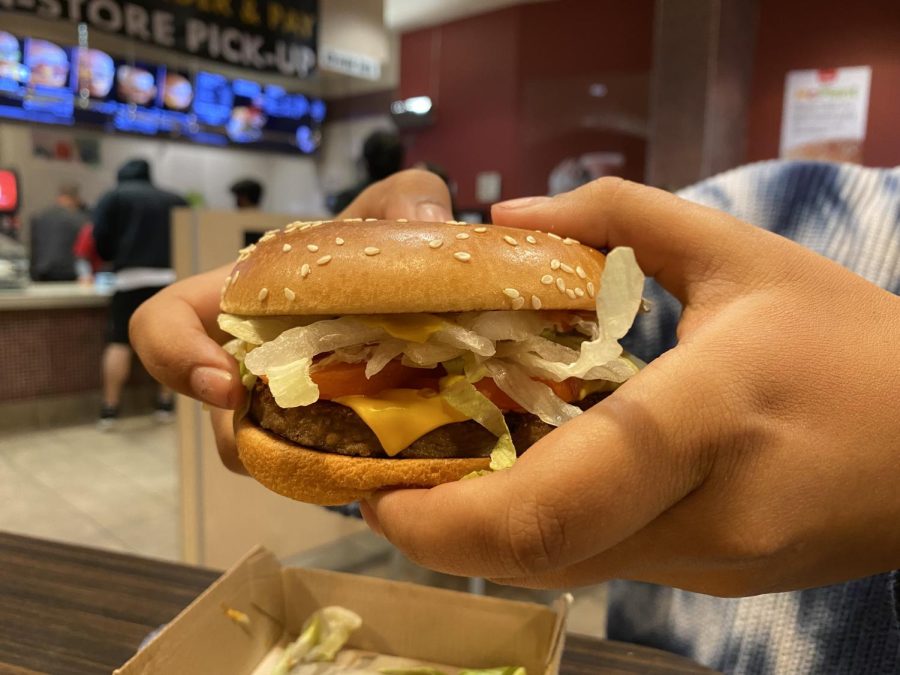 The McPlant is slathered in sauces, just like their regular hamburgers.