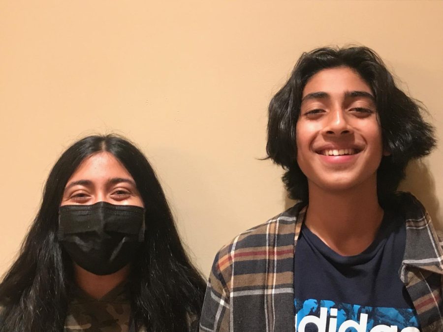 Taking into account the new county policy, Zaynah Shah (‘24) and Rayyan Shah (‘26) stand side by side respecting the difference in their masking choice.
