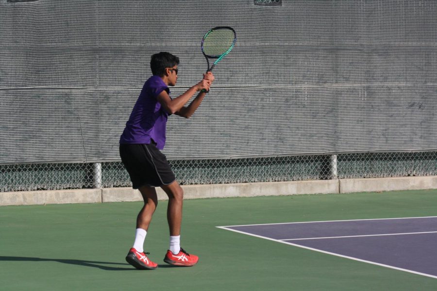 Aaditya Geddam (24), after catching a serve from his opponent