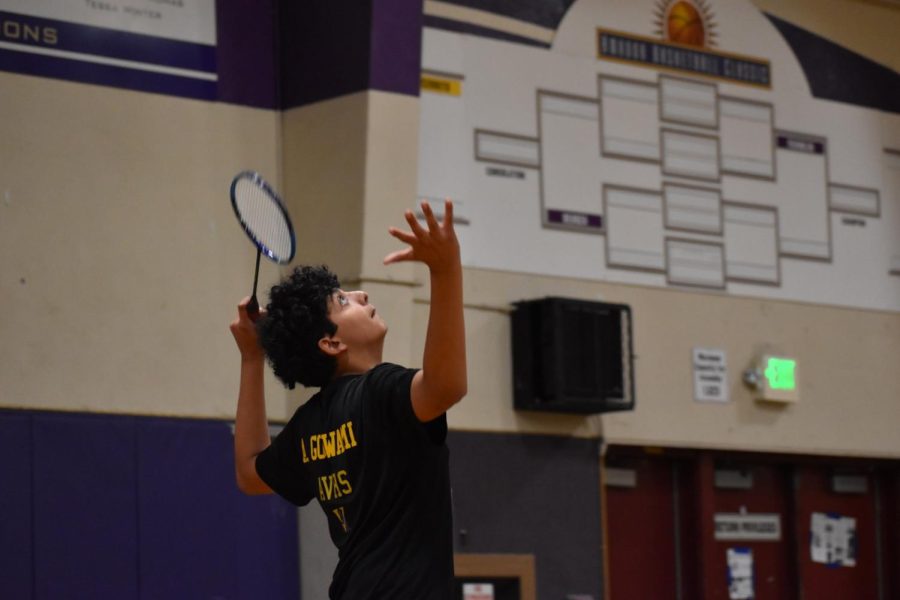 Boys singles player Aarav Goswami (24) gets ready to hit another shot at his opponent. 