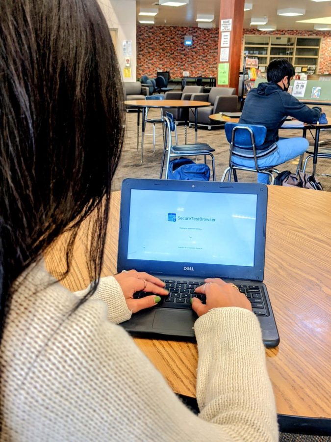 In their English and US History classes, juniors take the CAASPP testing with the help of the Secure Test Browser software.