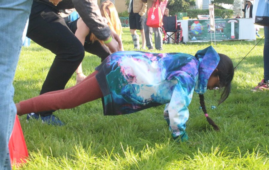 Some booths encouraged kids to exercise, such as doing burpees, in return for food.