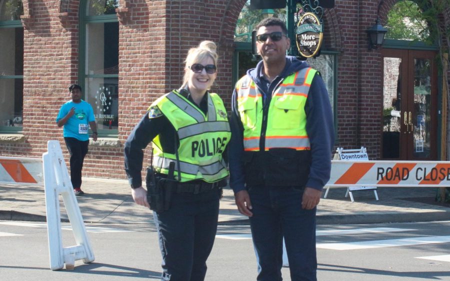 The Pleasanton Police came together to barricade the streets, as well as protect the participants while they support education.