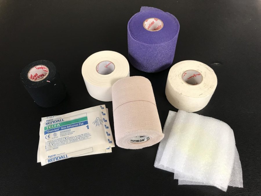 There are many brands of tape including Mueller medical tape, and the Kendall medical tape.